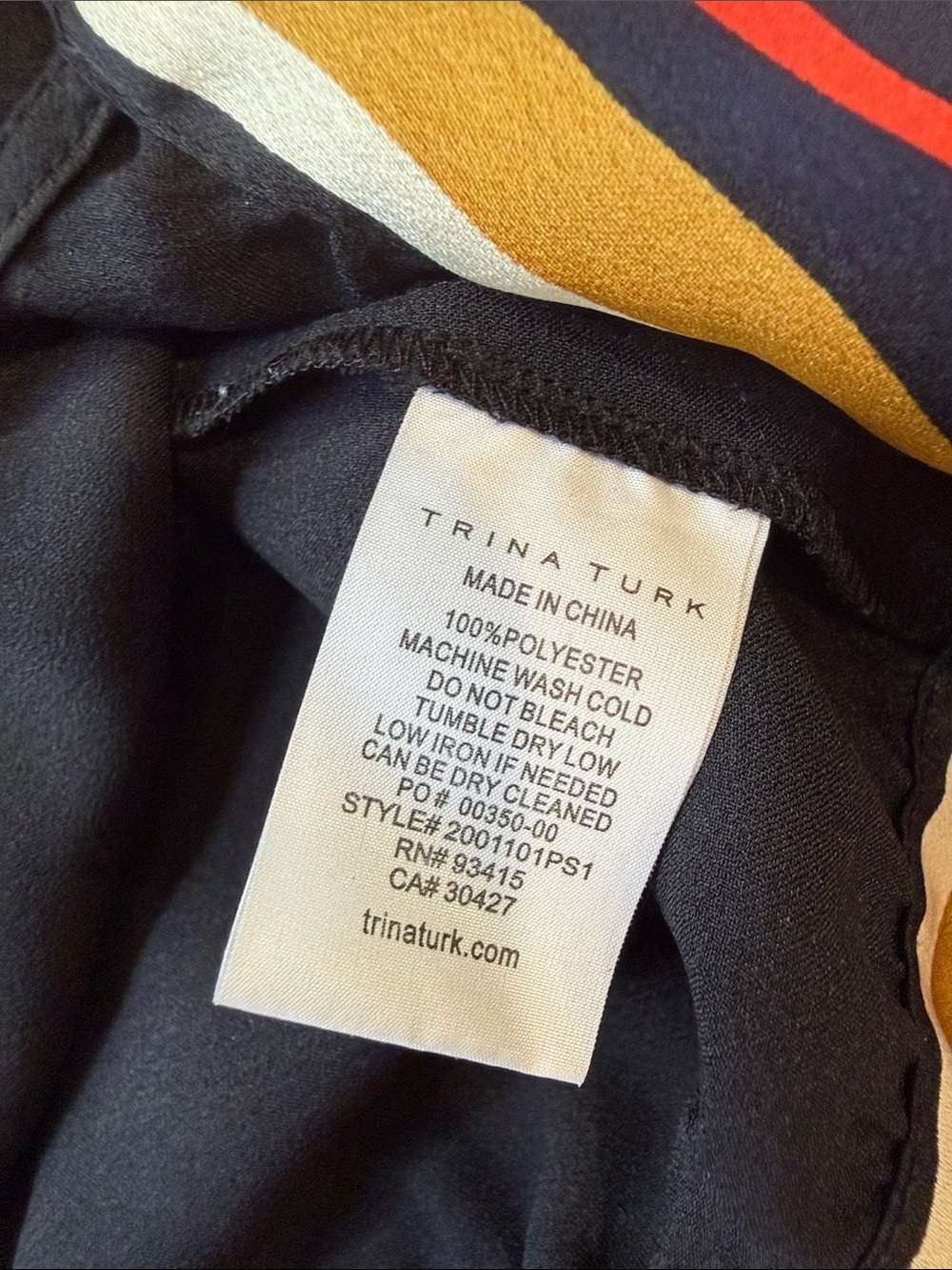 Trina Turk Los Angeles Cap Sleeve Relaxed Fit Asymmetrical Stripe Tie Hem Size M - Picture 6 of 7